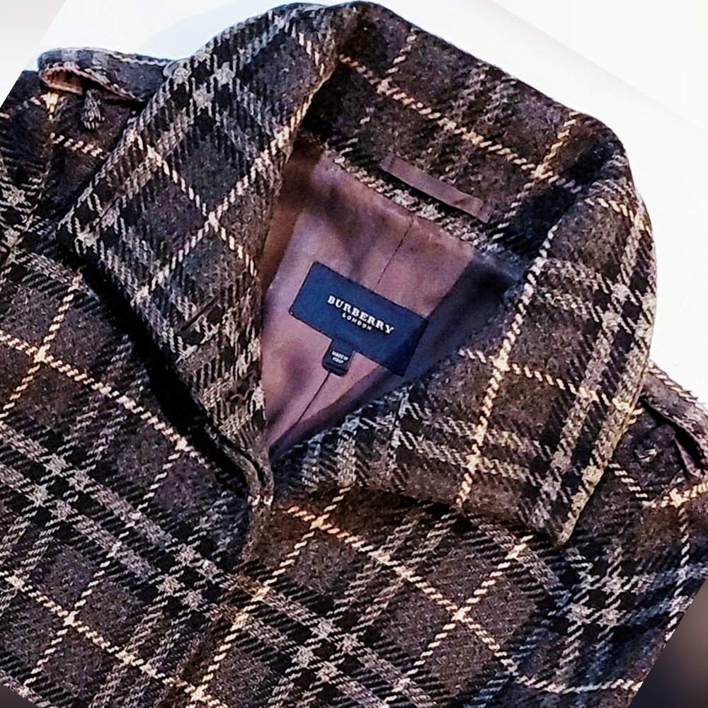 ❤️ Burberry Wool Gray Plaid Coat ~ A Winter Fave! Size US 10 (UK 12)